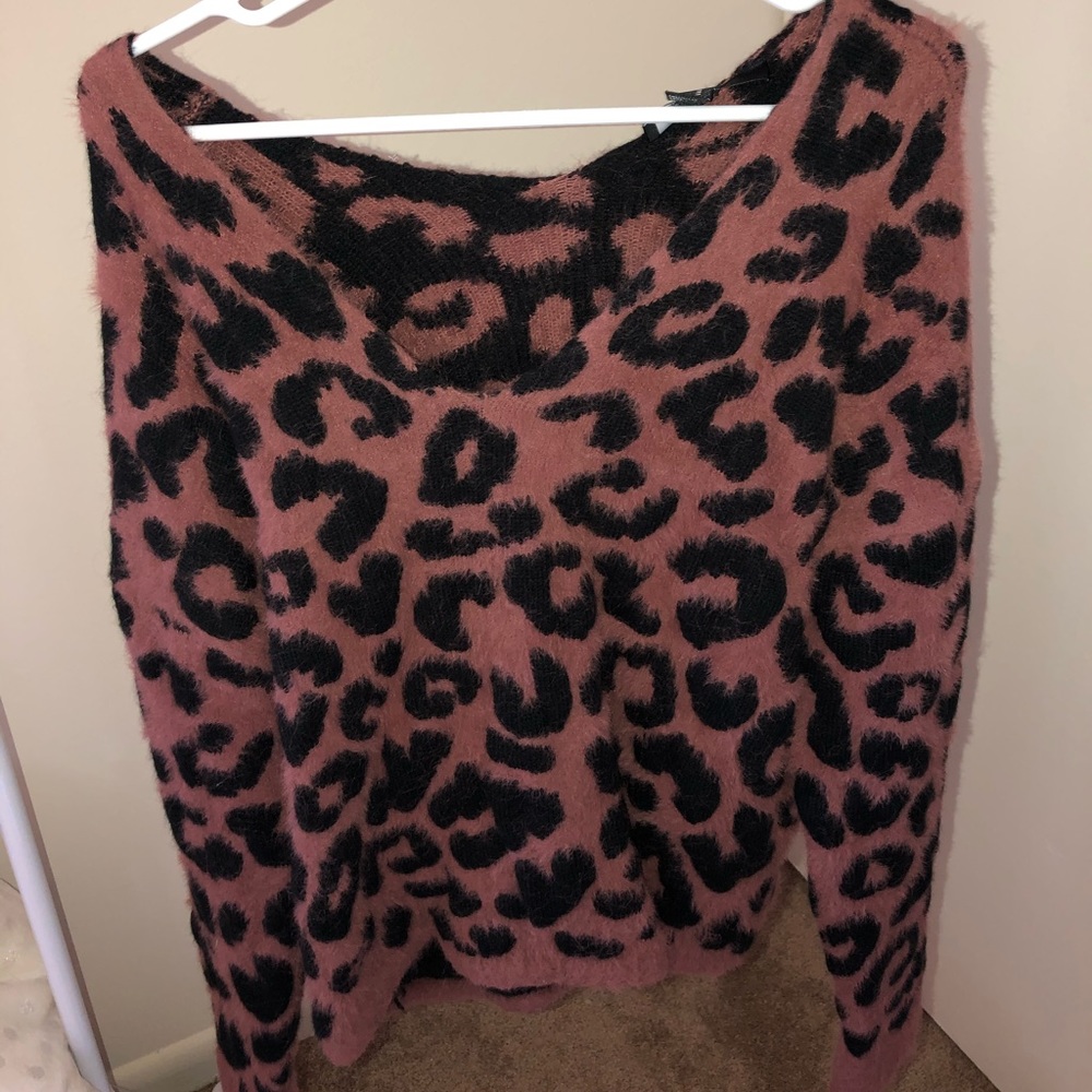 Off The Shoulder Leopard Sweater